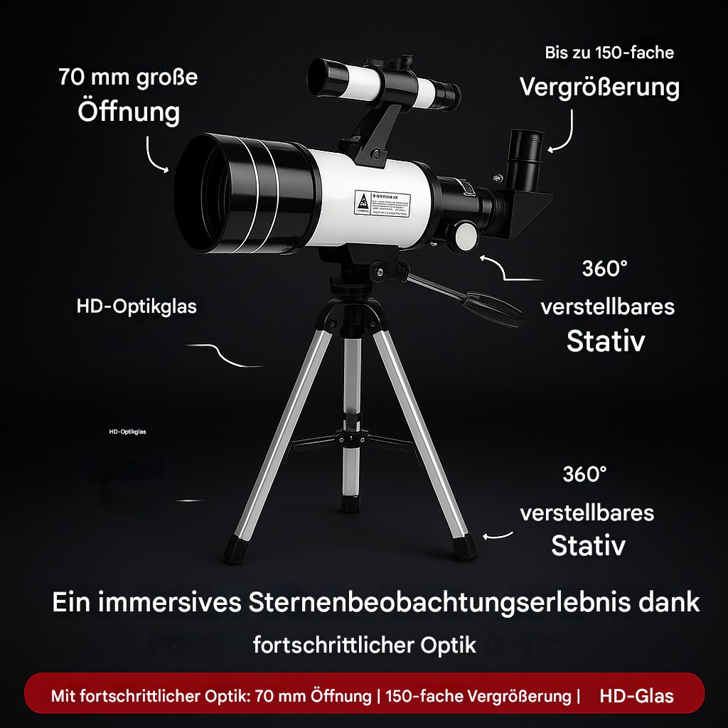 StellarView Pro – 150-fach HD Astronomisches Teleskop mit Stativ