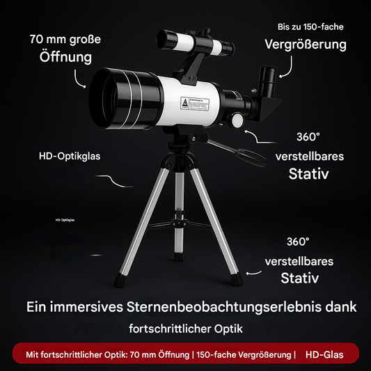 StellarView Pro – 150-fach HD Astronomisches Teleskop mit Stativ