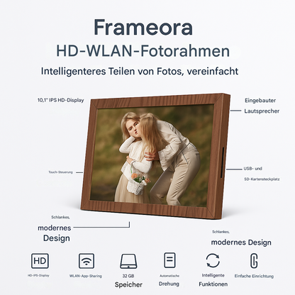Frameora HD WiFi-Fotorahmen – 10,1" IPS-Touchscreen