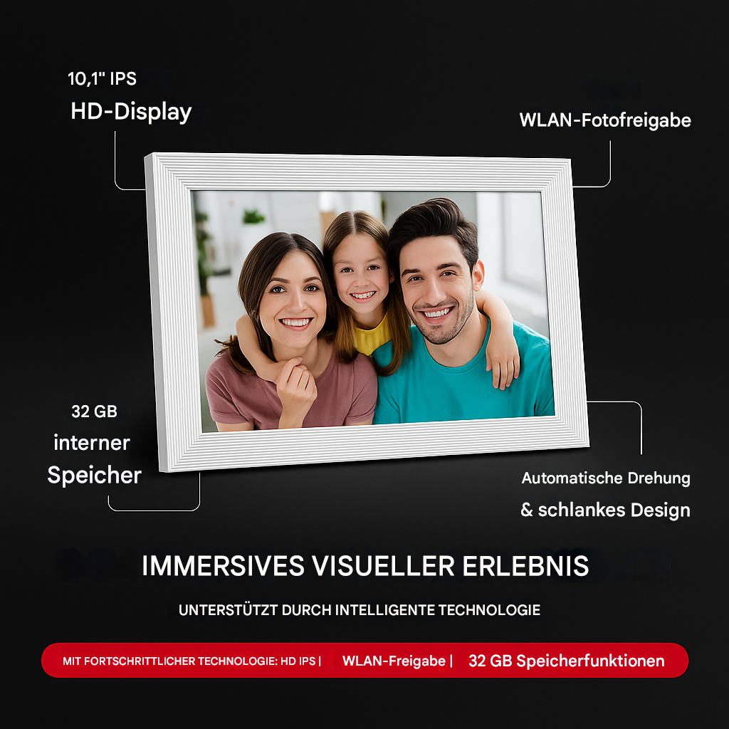 Frameora HD WiFi-Fotorahmen – 10,1" IPS-Touchscreen