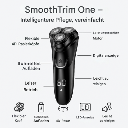 SmoothTrim One – 4D-Elektrorasierer mit Präzisionsklingen, ausklappbarem Trimmer und wasserdichtem Design